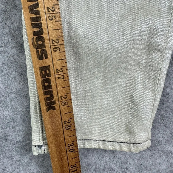 7 Seven For All Mankind 7FAM Jeans Womens 26 Beige Blue Metallic Coated Skinny* - Picture 11 of 16